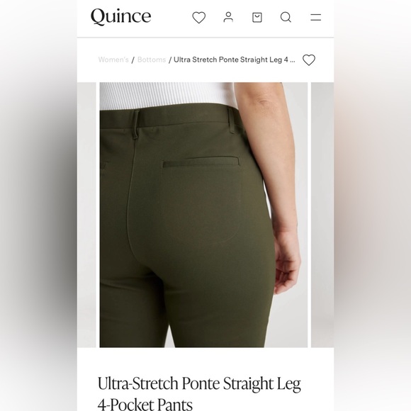 EUC Quince Olive Ultra Stretch Ponte Straight Leg 4-Pocket Pants - Picture 5 of 16